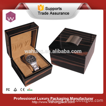 Luxury Black single Watch gift packaging box, Custom wooden case for watch